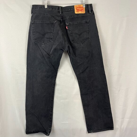 Levi's 501 Jeans Men's 36x30 Black Straight Fit Original Button Fly Denim Pants - Picture 3 of 6
